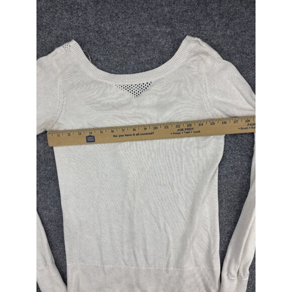 Lululemon Sweater Womens Small White Knit Pullover Mesh Panel Long Sleeve Logo - Picture 2 of 10